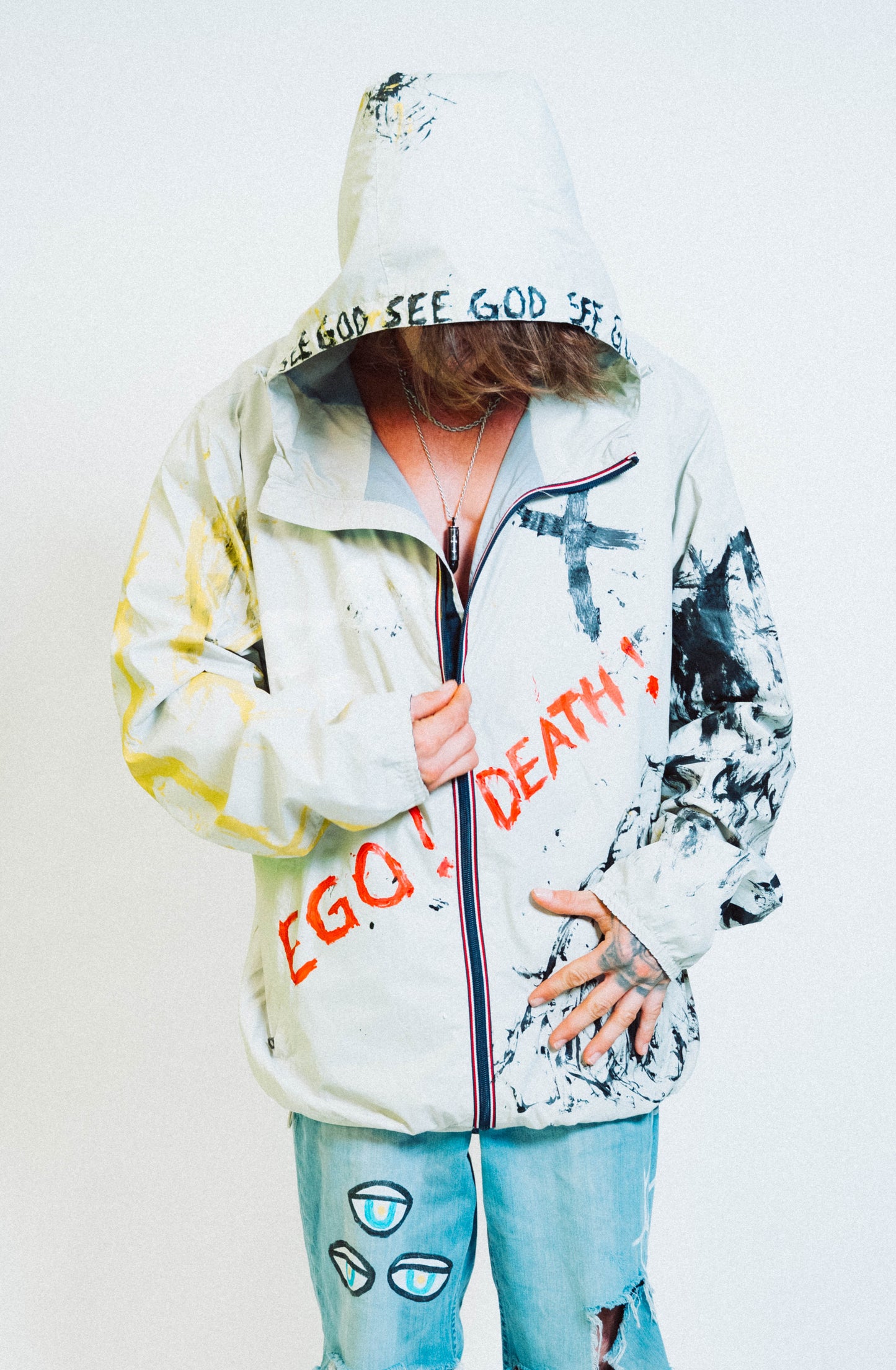 "EGO DEATH" 1 of 1 Hand Painted Windbreaker