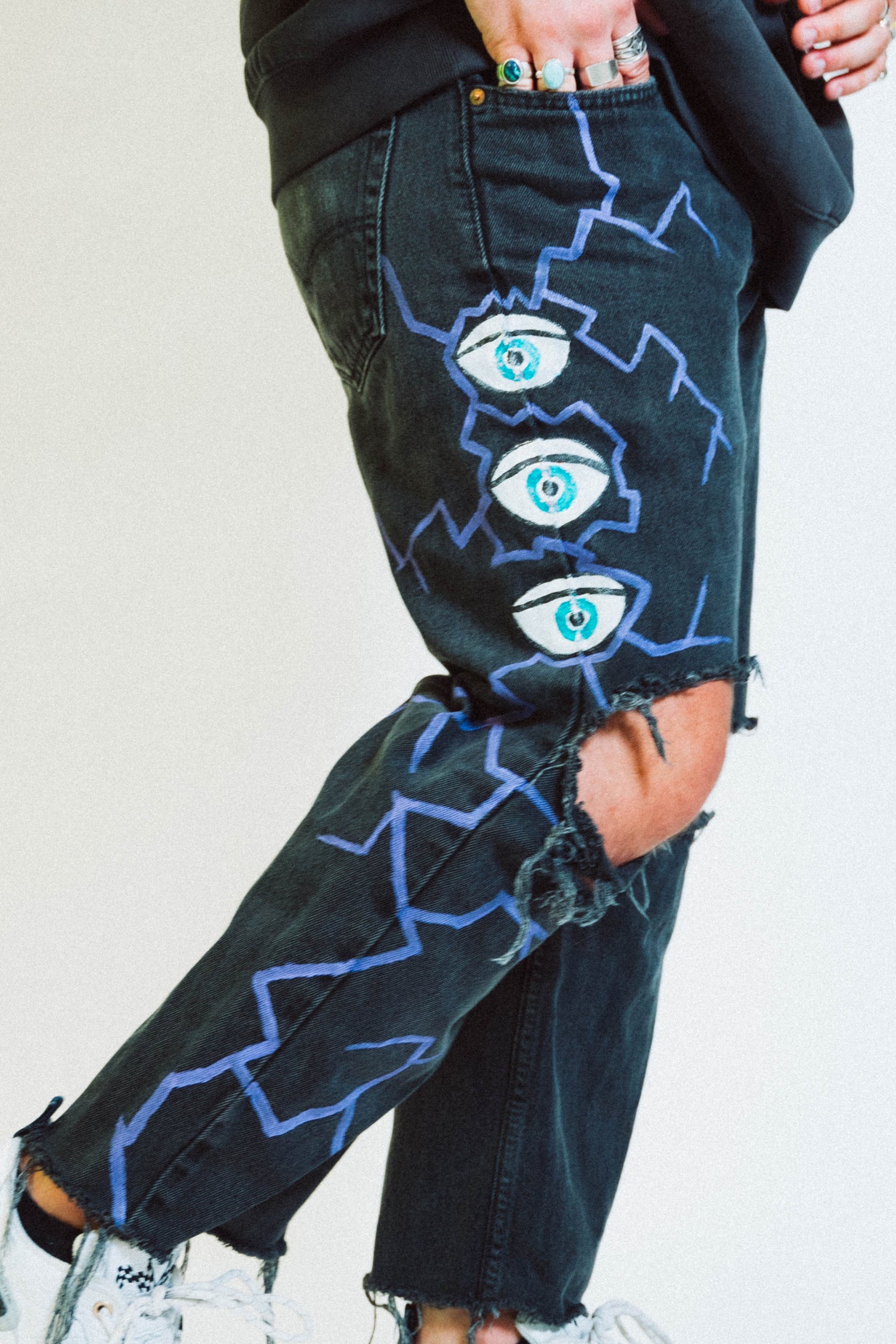 "DARK DENIM" 1 of 1 Hand Painted Jeans
