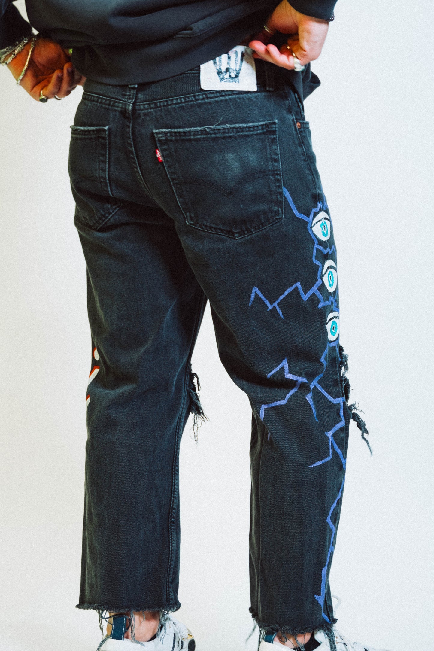 "DARK DENIM" 1 of 1 Hand Painted Jeans