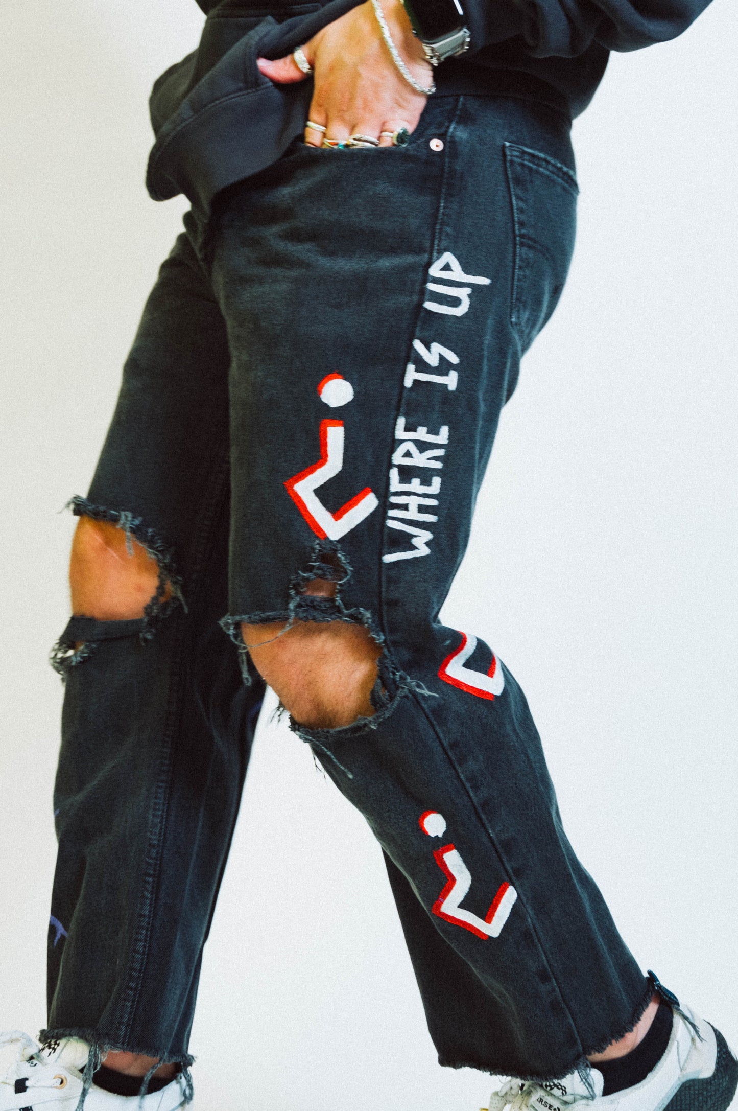 "DARK DENIM" 1 of 1 Hand Painted Jeans