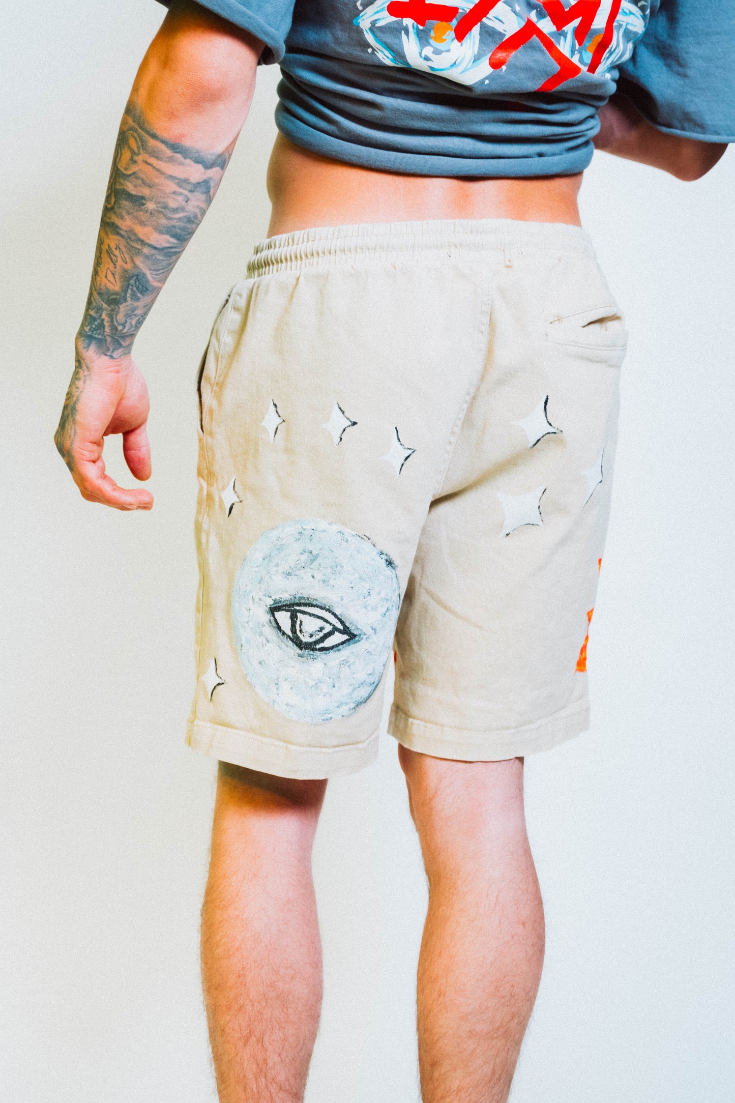 "SUN + MOON" 1 of 1 Hand Painted Shorts