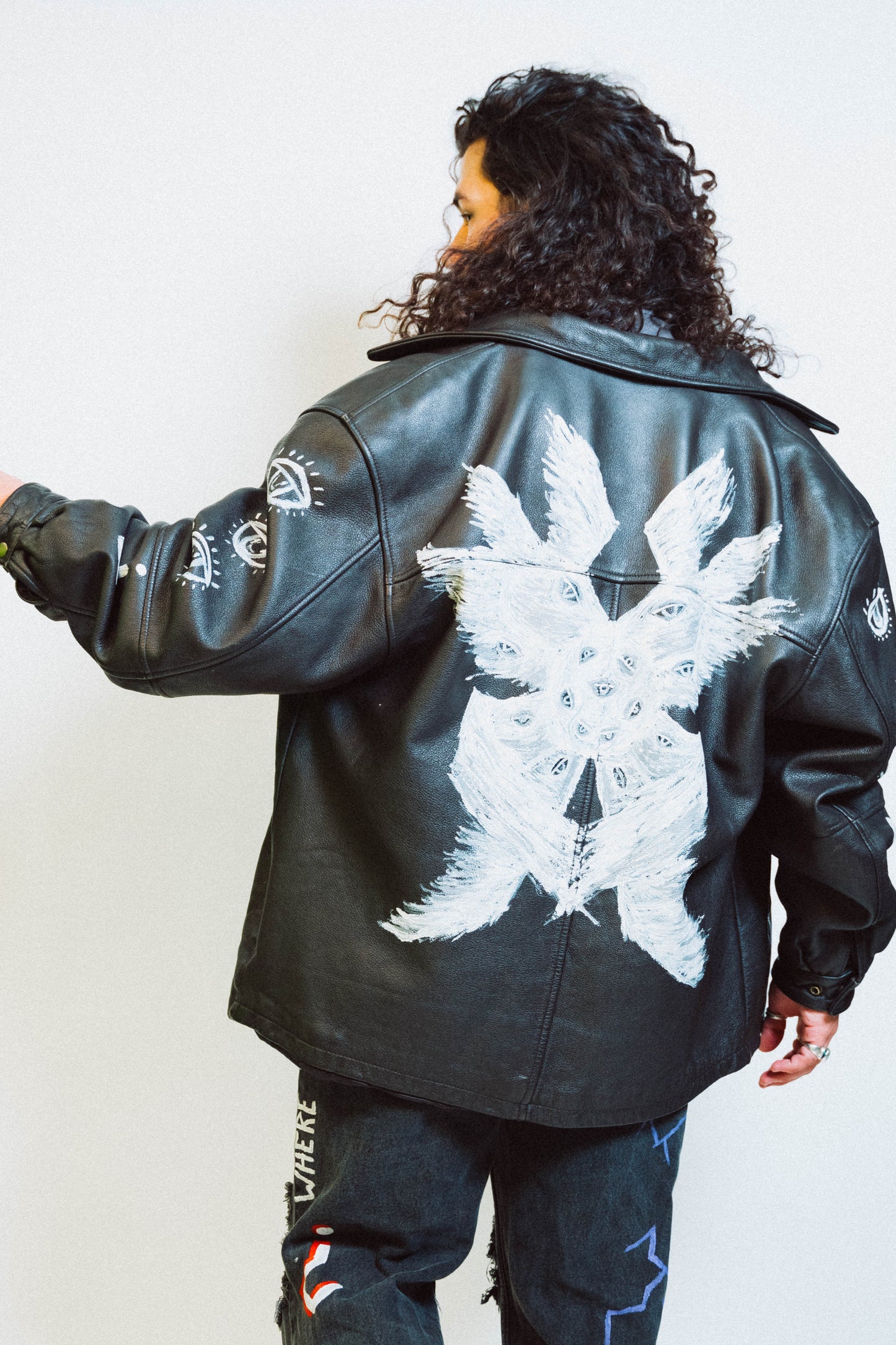 "SERAPHIM" 1 of 1 Hand Painted Leather Jacket