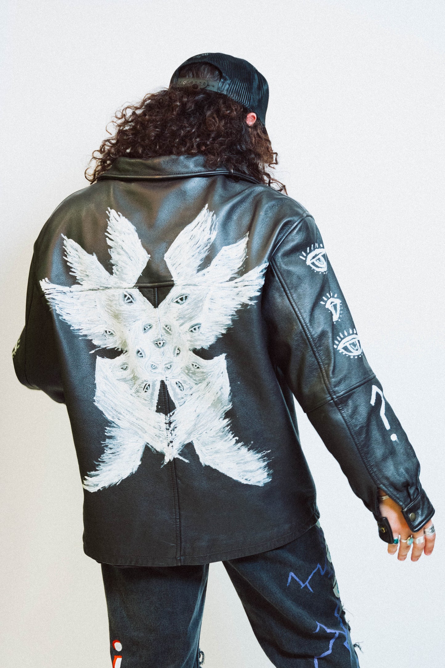 "SERAPHIM" 1 of 1 Hand Painted Leather Jacket