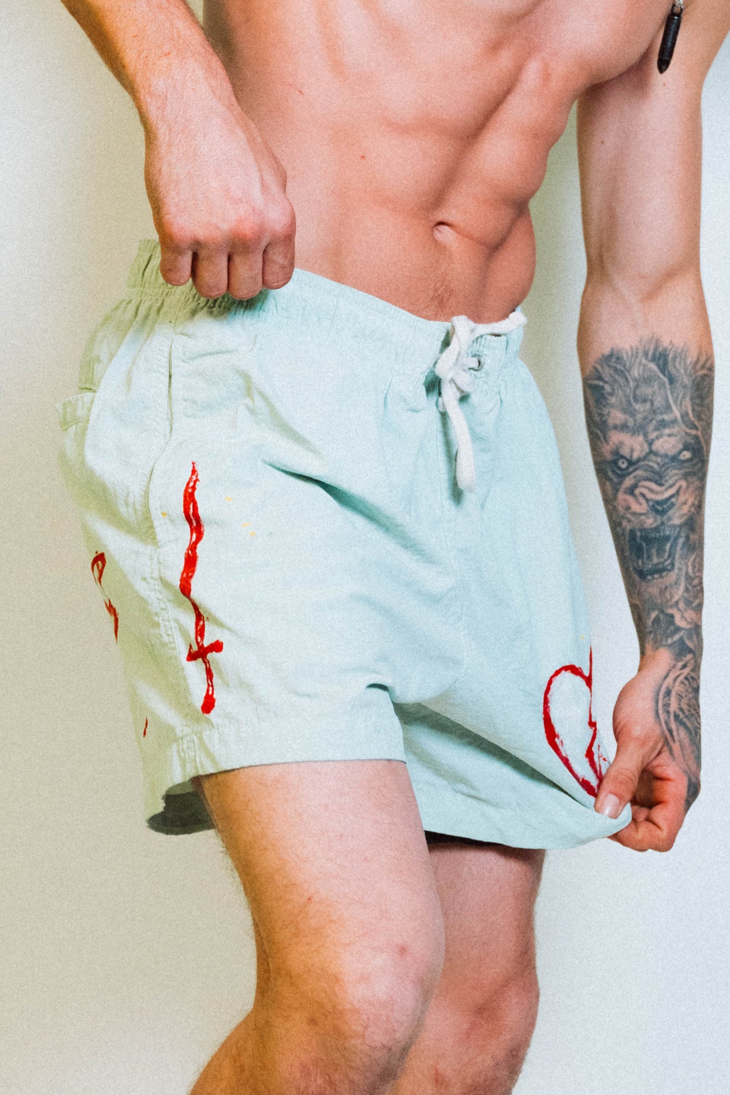 "FLOAT ON" 1 of 1 Hand Painted Swim Shorts
