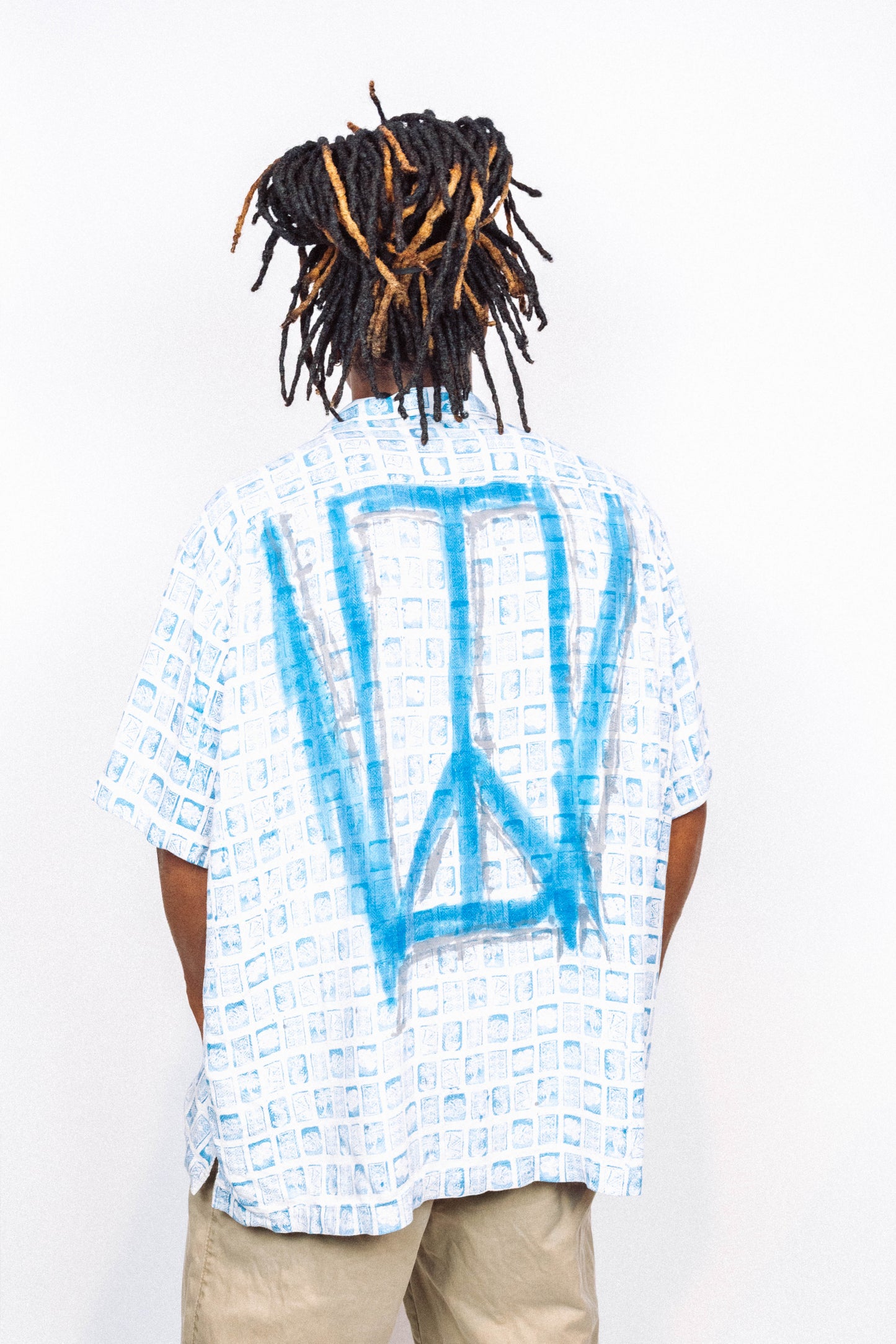 "CALM" 1 of 1 Spray Painted Vintage Button-Up