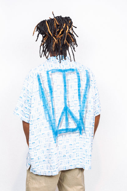 "CALM" 1 of 1 Spray Painted Vintage Button-Up