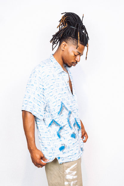 "CALM" 1 of 1 Spray Painted Vintage Button-Up